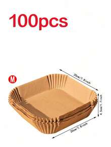 Value Pack 100pcs Non-Stick Air Fryer Lining-Square Circular Paper Lining For Baking, Baking And Microwave Cooking-Easy To Clean And Healthier Cooking For Shops Eid Al-Adha Mubarak - Multicolor - View 13