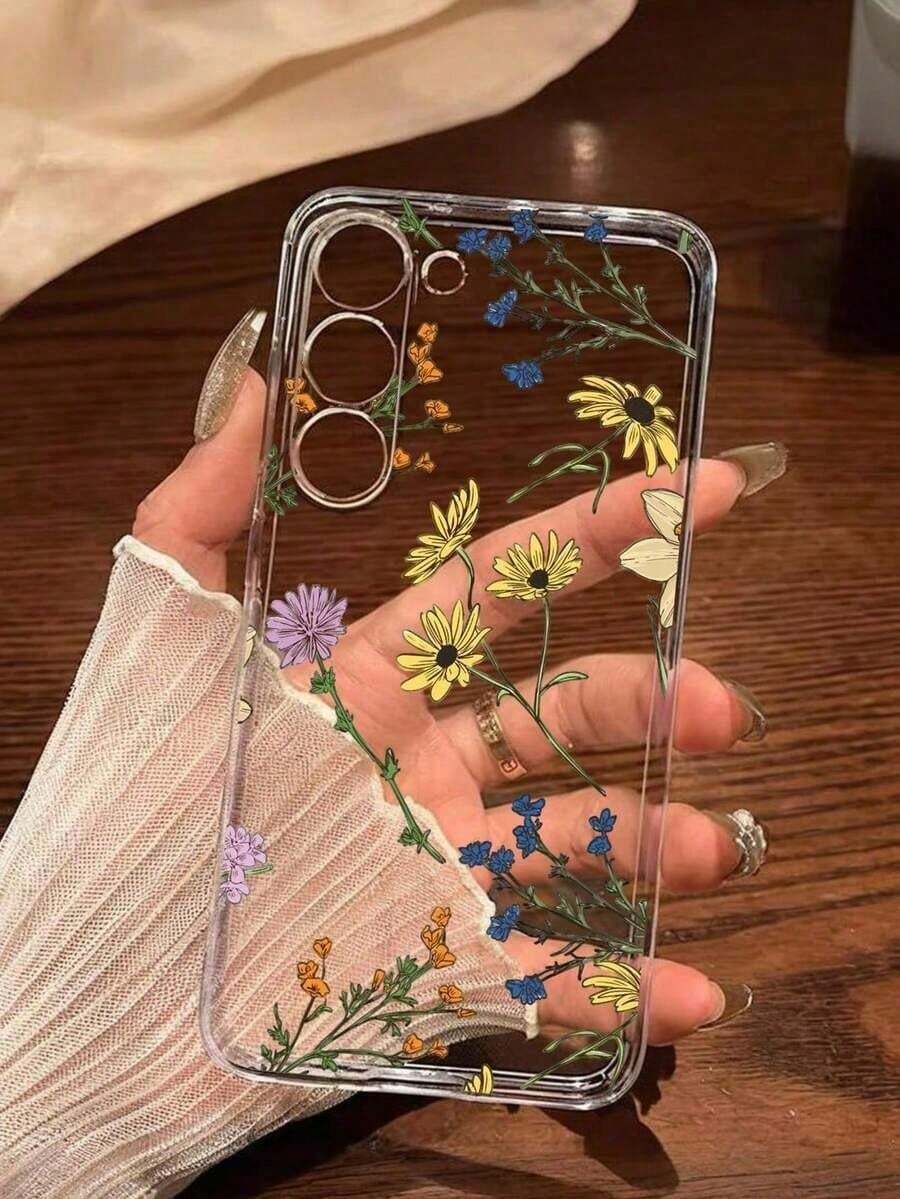 1 Piece Soft Phone Case With Artistic Floral Pattern, Compatible With Huawei Honor, Compatible With Redmi, Compatible With Galaxy A04e/12/A13/A14/A34/A50/A52/A53/A54/S21/S22/S23/S24/S25/S25Ultra/S25FE/S26/S26 PLUS/S26 ULTRA/S26 EDGE, 6A/7A/8A, 12T/13T/15T/15T Pro, International Version, Not The Domestic Version - 透明 12 - 查看 1