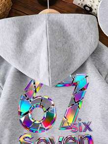 Tween Boy Cartoon Print Warm Crew Neck Sweatshirt - Grey - View 5