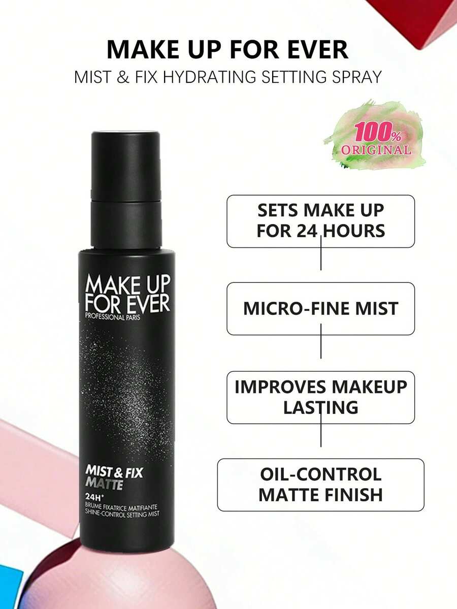 Make Up For Ever Mist & Fix 霧面定妝噴霧，專業長效霧面妝效，輕盈透氣，控油鎖妝全天候，抗汗防脫妝，Olive Young 精選，100ml/3.38 Fl Oz