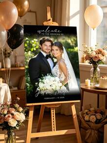 1pc Personalized Wedding Welcome Sign, Customized Photo & Name, Wedding Entrance Board, Reception Party Sign, Bridal Gift, Personalized Name & Date, Wedding Entrance Decor, Romantic Wedding Board, Reception Ceremony Sign, Suitable For Bride & Groom, Frameless - Multicolor - View 4