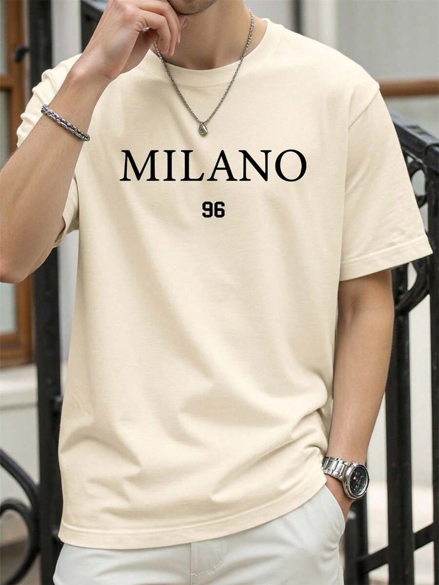 Men's NEOREFINED Oversized T-Shirt With Letter Print And Dropped Shoulders - 藍白色 - 查看 1