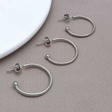 3pcs/Lot 19-28mm C-Shaped Stainless Steel Ear Hooks Earring Posts With Loop C Shape Ear Studs Earrings DIY Jewelry Making Accessories Supplies - Multicolor - View 18
