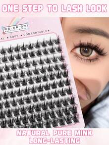 120 Clusters Curly Cartoon Style Segmented False Eyelashes, Natural Clustered False Eyelashes, Cartoon Style Reusable, Suitable For Various Occasions False Eyelash Clusters And Segmented False Eyelashes - C - View 2