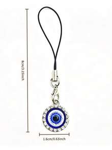 2 piezas Colgante de teléfono con dije de ojo malvado plateado, cordón para teléfono - Plateado - Ver 8