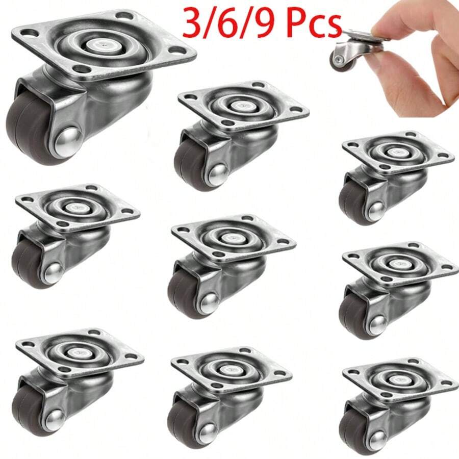 0.5 Inch Small Caster Wheels, 360 Degree Swivel Casters Set, Caster Wheels With Base Ball Bearing For Small Furniture, Kitchen Appliances, Mop Bucket, No Noise(3/6/9 Pcs) - One Size - View 1