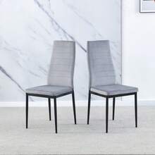 Set Of 2 Stainless Steel Leg Upholstered Dining Chairs - Grey - View 1