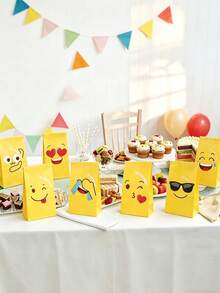 24 piezas/Set Bolsas de papel con cara sonriente divertida para regalos de fiesta, bolsas de envoltura para fiesta de cumpleaños/actividades de aula, bolsas de recuerdos de fiesta - Adecuadas para regalos de cumpleaños, recuerdos de fiesta, bolsas de almacenamiento, bolsas de mano para fiesta, bolsas de regalo de cumpleaños y suministros de envoltura de regalos. - Multicolor - Ver 5