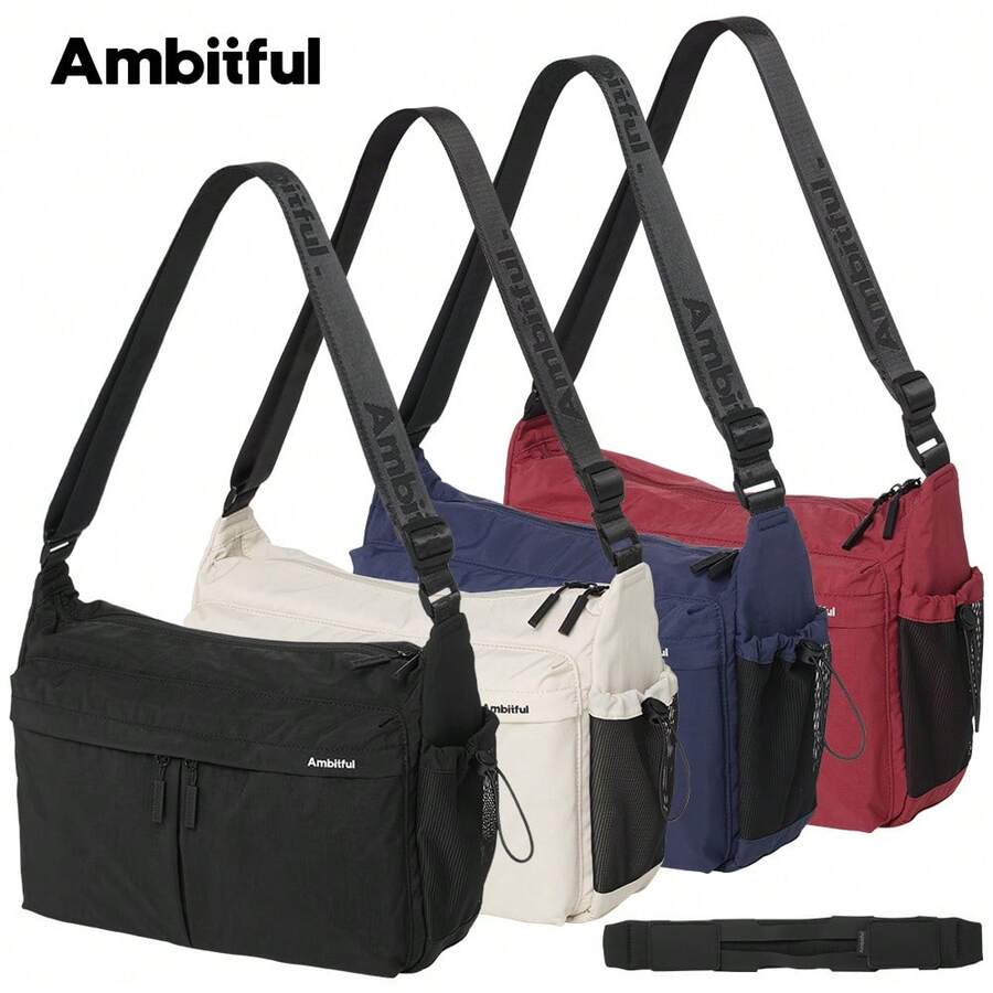 Ambitful UR01 可拆卸內層相機斜背包，多口袋尼龍肩背包，適用於單反無反相機鏡頭，日常旅行戶外攝影
