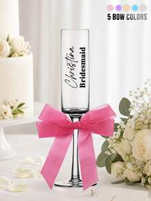 1pc/2pcs Personalized Wedding Champagne Glasses, Customized Name Crystal Wine Glass Set, 175ml 6oz With Optional Bow, Engraved Toasting Glasses - Multiple Stemmed Glasses 1 - View 18