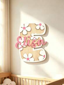 1pc Personalized Wooden Double Layer Custom Name Decor, Laser Cut Cursive Font Door Wall Plaque, Multiple Colors Available, Suitable For Bedroom, Living Room, Wedding And Housewarming Gift, Valentine's Day Decoration Carving, High Quality Customization, Exclusive Unique Gift - Style 1 - View 2