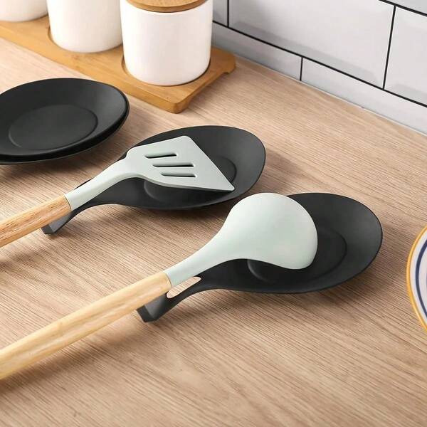 Soporte para cuchara de silicona resistente al calor, 1 pieza, práctico juego de soporte para utensilios de cocina para cocinar, herramienta de descanso para cubiertos y vajilla del hogar, utensilio de cocina moderno