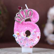 1PC 0-9 Number Birthday Candle Plum Blossom Rhinestone Crown Accessory Creative Handmade Birthday Candle Atmosphere Theme Party Birthday Party Cake Decoration Birthday Number Candle - View 11