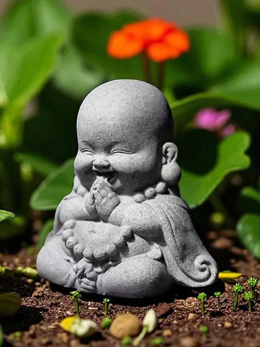 地藏菩薩像、佛像裝飾、大笑佛像、禪僧祈禱雕像,適用於花園、戶外、招財、祈福及室內裝飾 - A - 查看 1