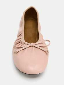 Women's Flat Split Toe Mary Jane Ballet Shoes With Bow, Low Vamp, Commuter Shoes, Autumn - Pink - View 4