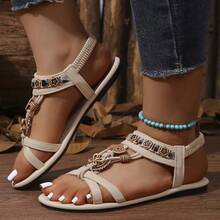 Soft Sole Bohemian Sandals For Women, Beach Shoes For Skirts, Plus Size, Summer Outdoor Wear,Holiday Essential - Beige - View 12