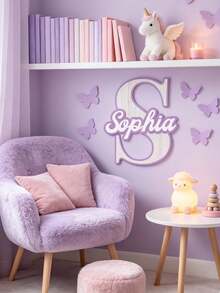 1pc Personalized Wooden Double-Layer Customized Name Decor, Laser Cut Cursive Font Door Wall Plaque, Multiple Colors Available, Suitable For Bedroom, Living Room, Wedding And Housewarming Gift, Valentine's Day Decoration Carving, High Quality Customization, Exclusive Unique Gift - Rainbow Colors - View 3