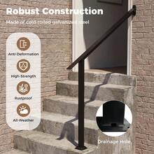 2PCS 4-Step Wall Mount Stair Handrail Hand Rails For Concrete Porch Deck Steps Heavy-Duty Adjustable Galvanized Steel Railing - B - View 3