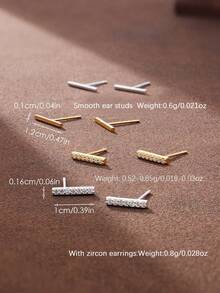 SYMFNY 1 Paio di Orecchini a Perno in Argento Sterling 925 Minimalisti e Versatili con Zirconi, Adatti per l'Uso Quotidiano delle Donne - Argento - Visualizzare 4