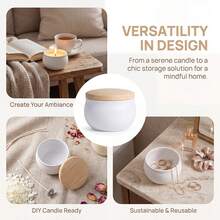 46PCS/Set Candle Making Kit: Features 2.5-Ounce White Tin Candle Containers With Wood-Grain Lids. Versatile For Use In Home Decor, As Candy Tins, Storage Boxes, And More; Perfect For Handmade Candle Crafting. Constructed From Durable Metal. - 6 Empty Candle Jars + 40 Candle-making Accessories - View 7