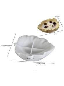 Leaf Shaped Boat Silicone Mold, DIY Aromatherapy Candle Holder, Succulent Planter & Jewelry Storage Tray, Plaster Epoxy Resin Casting Mold For Home Decor Handmade Ornaments - White Silicone Mold - View 2