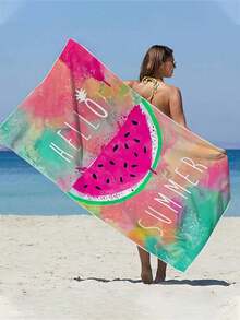 Microfiber Absorbent Quick-Dry 250gsm Colorful Vibrant Watermelon Print Bath Towel 70*140 Beach Wrap Cushion Beach Towel 1pc Or Extra Large 90*180 Bath Towel Beach Towel 1pc Suitable For Summer Beach Swimming, Travel Camping, Fitness - Colorful and Vibrant Watermelons - View 3