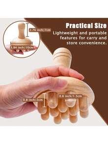 1PC/2 Pieces Wooden Mushroom Shape Massager | Manual Wood Therapy Massage Tool, Anti Cellulite, Maderoterapia, Lymphatic Drainage, Relief Muscle Tension, For Full Body Use - Wood Color - View 9