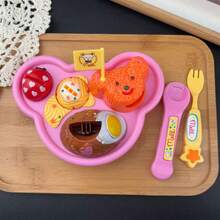 Bear-Shaped Pet Feeding Simulation Educational Toy Set With Tableware, Portable Interactive Role-Play Toy, Sensory Learning Game Gift, Suitable For Easter, Halloween, Christmas - 彩色 - 查看 1