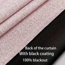 NOSBEI 2pcs Pink Linen Texture Blackout Curtains, Grommet Top Design, Light Blocking & Thermal Insulating, Suitable For Bedroom, Living Room, Office - Pink - View 9