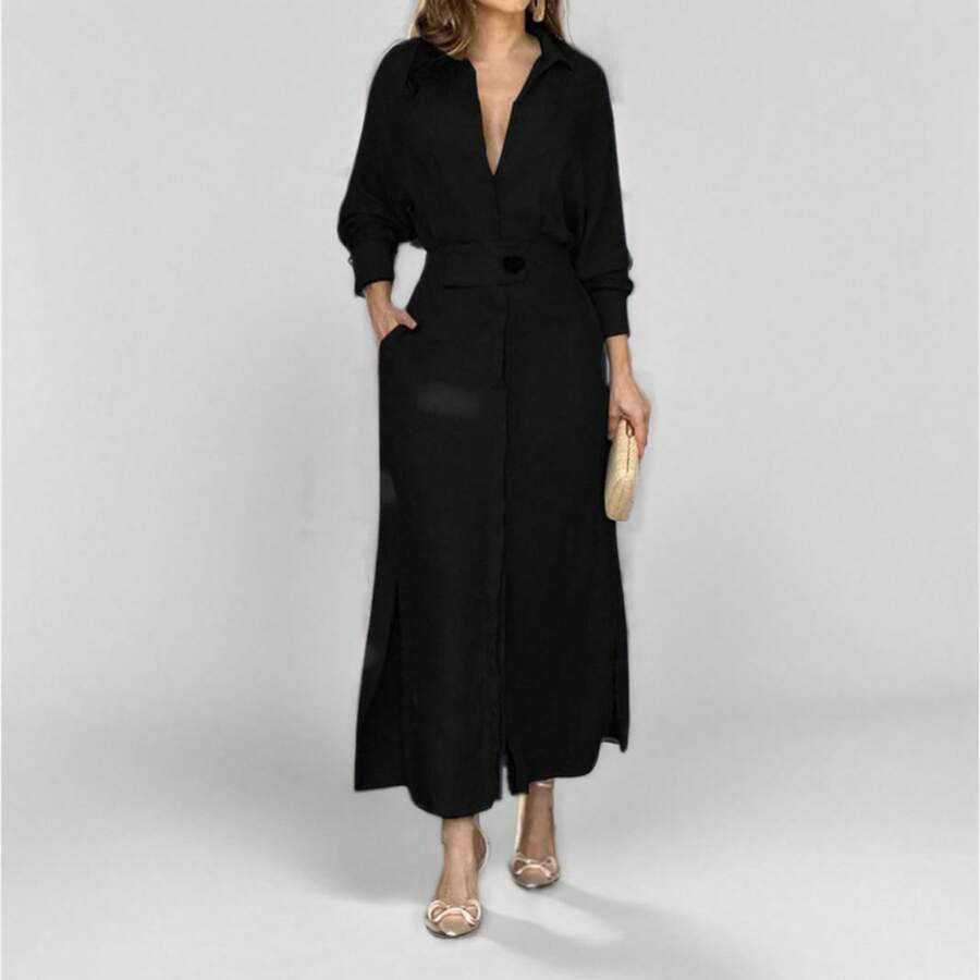 Timeless Draped Maxi Dress - Refined Silhouette & Flowy Texture