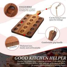 Reversible Wooden Deviled Egg Platter Deviled Egg Tray Charcuterie Board Cutting Board Cheese Serving Tray For Home Kitchen(15 Holes) - View 1