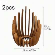 1/2/Pcs Creative Lotus-Shaped Natural Wood Tea Light Holder: Natural Wooden Candle Holder With Flame-Inspired Design And Handcrafted Finish, Perfect For Halloween, Christmas, Home Decor Or Adding Atmosphere To Wedding Proposals (Requires Manual Assembly) - Brown - View 12