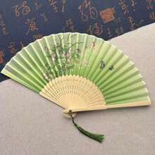 1件復古流蘇摺扇，中式經典摺扇，漢服旗袍配件扇，舞蹈表演扇，婚禮伴娘扇，家居裝飾扇，便攜手持扇 - I - 查看 4