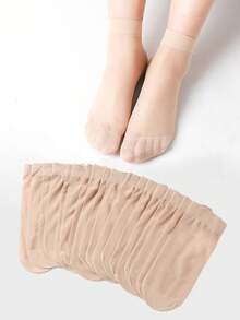 4 Pairs Black, 6 Pairs Nude Casual Versatile Solid Color Short Socks - Multicolor - View 2
