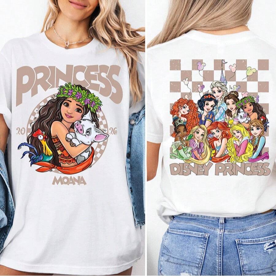 (Loose Version)Disney Princess Moana Shirt, Disney Girls Trip 2026 Shirt, Disney Vacation Tee, Moana Birthday Tee, Magic Kingdom Shirt - White - View 1
