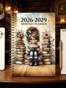 1本 2026-2029 月計畫年曆月計畫本 金色螺旋裝 A5 筆記本行程表 - 彩色 - 查看 3