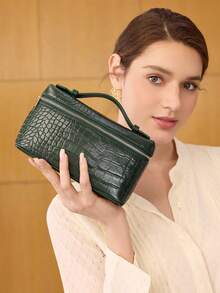PREMIUM SQUARE OPENWORK BAG - Green - View 1