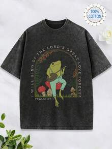 Remera Hombre Efecto Lavado Suave Estampada Ligera Ropa Informal Diaria - Negro - Ver 1