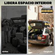 Outsunny Bolsa de Techo para Coche 594L, Impermeable, Cofre de Techo para Coche con 6 Correas Ajustables, Alfombrilla Antideslizante, Ganchos, Adecuada para Todos Los Vehículos con/sin Portaequipajes - Amarillo - Ver 2