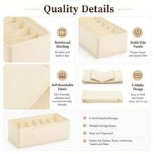 1/3/6pcs Socks And Underwear Drawer Organizer, Non-Woven Fabric Foldable Wardrobe Storage Box, Suitable For Storing Clothes, Socks, Underwear, Ties, Belts, Bedroom Supplies,Dorm Room,Bedroom Room Decor,Back To School - White - View 4