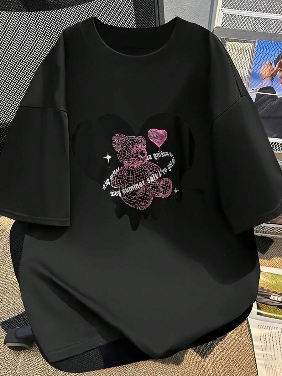 1 Pack 180g 100% Cotton, New Women's Oversized Off-The-Shoulder Short-Sleeve T-Shirt, Spring/Summer 2026, Valentine's Day Gift, White Short-Sleeve T-Shirt