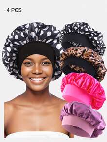 12 Stücke Damen Schlafhaube/Haarturban mit 30cm Durchmesser, mehrfarbig, aus Satin mit breitem Rand, geeignet für den täglichen Gebrauch - Verschiedenfarbig - Übersicht 18