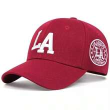 BFL5 1pc Embroidery 'LA' Adjustable Baseball Cap, Outdoor Casual Hat Men, Suitable Spring, Autumn, Travel, Beach, Y2K Style - Red - View 1