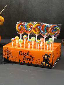 1pc Halloween Lollipop Display Stand, Halloween Castle Boo Ghost Pattern Lollipop Holder, Halloween Candy Cake Dessert Display Stand, Reusable Halloween Lollipop Storage Box, Halloween Party Candy Gift Packaging Supplies, Trick Or Treat, Halloween Party Table Centerpiece Decor, Halloween Party Supplies, Halloween Cake Decoration, Room Decor, Halloween Party Decoration, Halloween Gift, Party Favors - Halloween Pumpkin - View 8