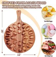 Acacia Wood Deviled Egg Platter,15-24 Holes Deviled Egg Tray.Round Deviled Egg Holder For Deviled Eggs.Charcuterie Board Easter Deviled Egg Carrier For Kitchen Countertops - View 5