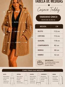 Teddy Overcoat With Hood And Pocket, Women's Warm Winter Jacket With Long Sleeves - Camel - View 2