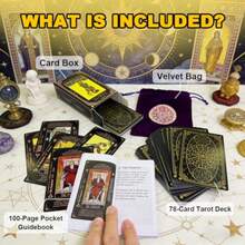 Occult & Divination 1Set Tarot Cards With Meanings On Cards, Beginner Training Deck For Easy Learning - Classic Tarot Set With Messages For Reading, Fortune Telling Game For All Levels - Black - View 5