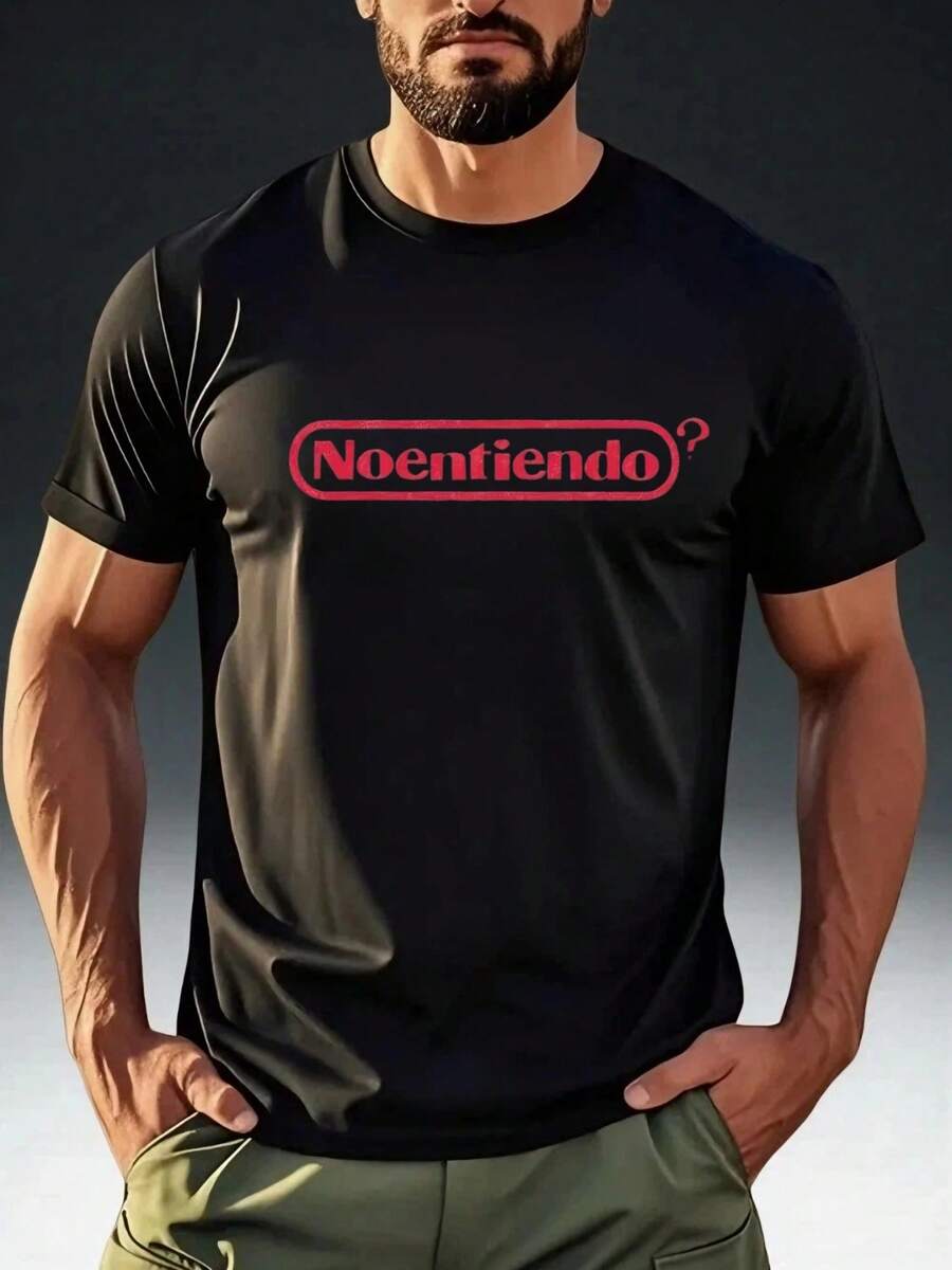 Camiseta para hombre con estampado divertido en español "No Entiendo" - Diseño humorístico de idioma "No entiendo", prenda de manga corta y cuello redondo suave para la piel, adecuada para f - Negro - Ver 1