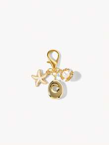Opalesca 1pc A-Z Alphabet Gold Bubble Letter Cute Pendant Keychain, Shell And Starfish Accessories, Keychain, Ring Bag, Backpack Pendant, Car Pendant - Multicolor - View 8