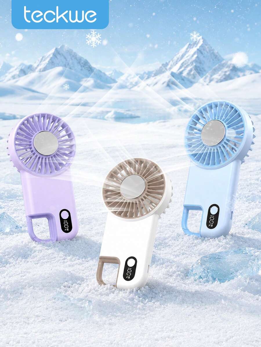 Teckwe Ventilateur de refroidissement portable à main, batterie lithium-ion rechargeable USB 1800 mAh avec longue durée de vie, ventilateur à main à refroidissement rapide, vitesse réglable sur 100 niveaux, conception de haute qualité, convient pour les studios, les bureaux, le camping, la randonnée et les voyages, pour une utilisation intérieure et extérieure - cadeau d'été parfait